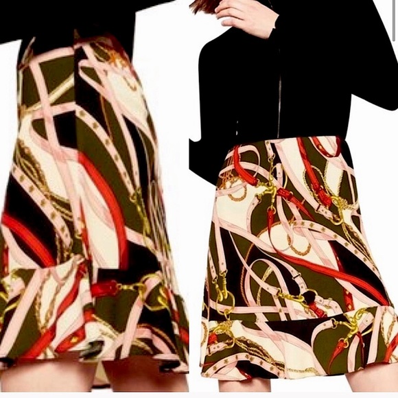 Zara printed ruffled hem skirt NWT M - Picture 2 of 15